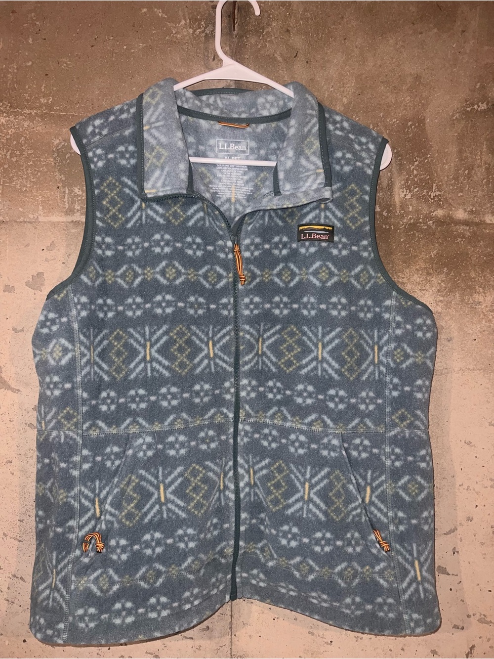 L.L. Bean Slate Blue Geometric Fleece Vest